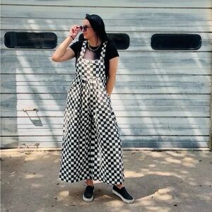 Jade by Jane - Checkered Black and White Overalls